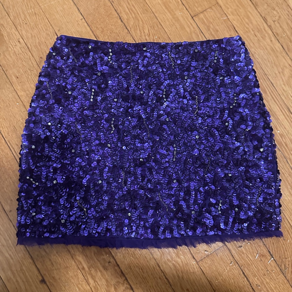 Alice + Olivia Purple Sequin Mini Skirt